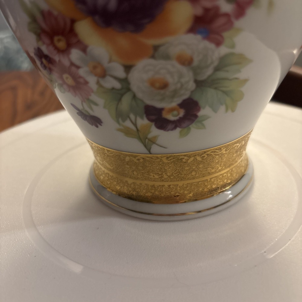 Vintage Apulum Alba luia Romainian Porcelain Vase Dresden Floral Gold Trim 1970 - Picture 9 of 13